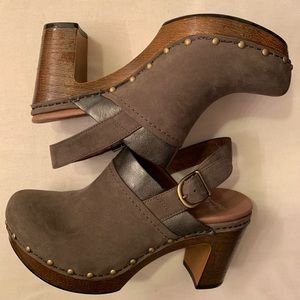 Dansko Leather Taupe Nubuck Mule Slingback Sz 7